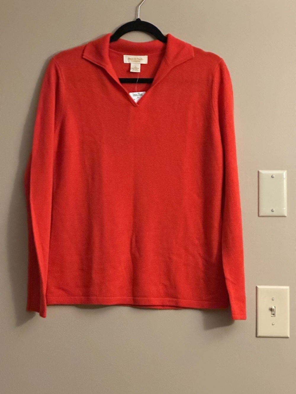 Orange V-Neck  Cashmere Pullover